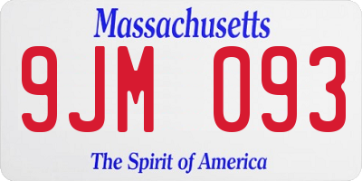 MA license plate 9JM093