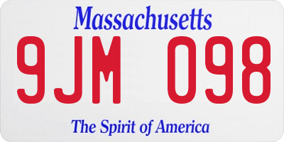 MA license plate 9JM098