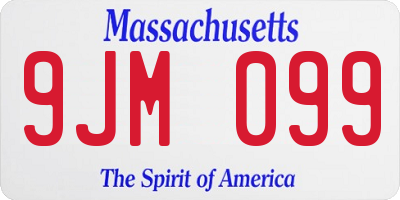 MA license plate 9JM099