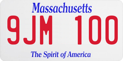 MA license plate 9JM100