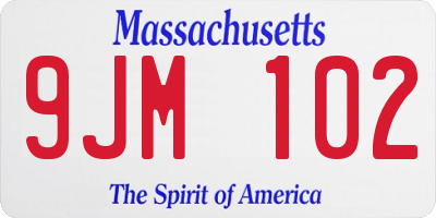MA license plate 9JM102