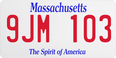 MA license plate 9JM103