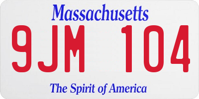 MA license plate 9JM104