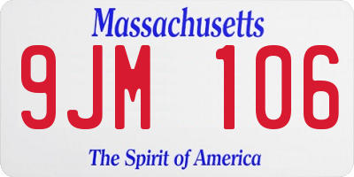 MA license plate 9JM106