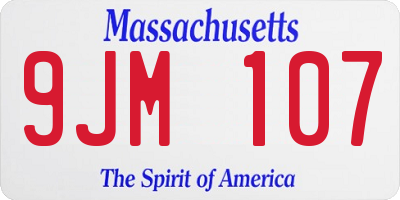 MA license plate 9JM107