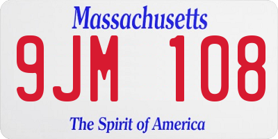 MA license plate 9JM108