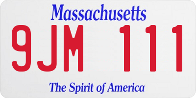 MA license plate 9JM111