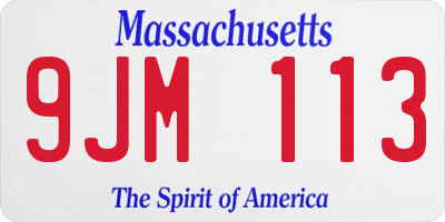 MA license plate 9JM113