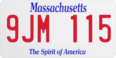 MA license plate 9JM115
