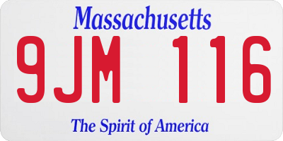 MA license plate 9JM116