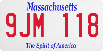 MA license plate 9JM118