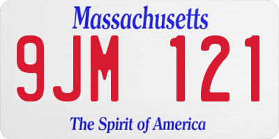 MA license plate 9JM121