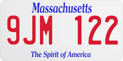 MA license plate 9JM122