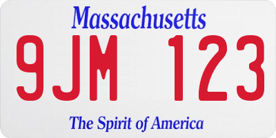 MA license plate 9JM123