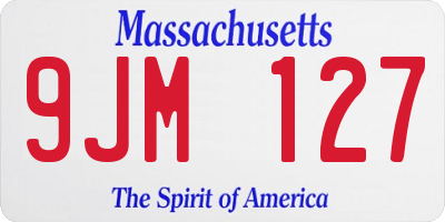 MA license plate 9JM127
