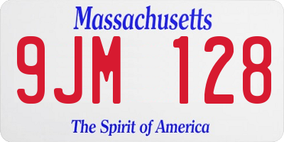 MA license plate 9JM128
