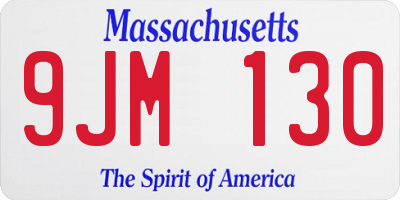MA license plate 9JM130