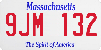 MA license plate 9JM132