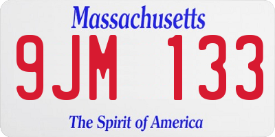 MA license plate 9JM133