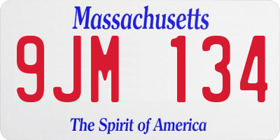 MA license plate 9JM134