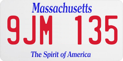 MA license plate 9JM135
