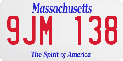 MA license plate 9JM138