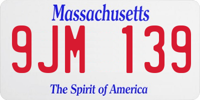 MA license plate 9JM139