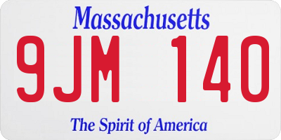 MA license plate 9JM140