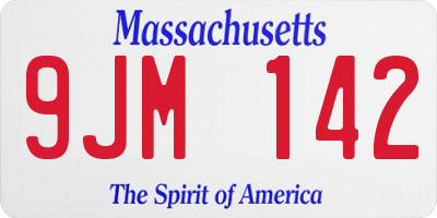 MA license plate 9JM142