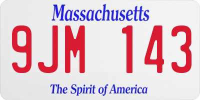 MA license plate 9JM143