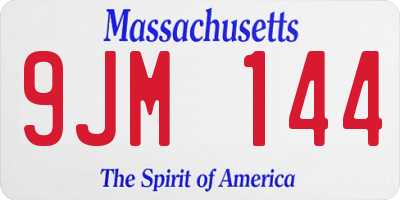 MA license plate 9JM144