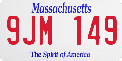 MA license plate 9JM149