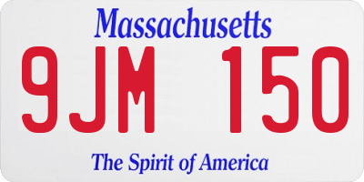 MA license plate 9JM150