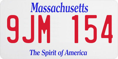 MA license plate 9JM154