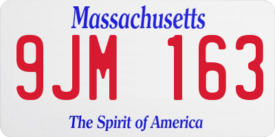 MA license plate 9JM163