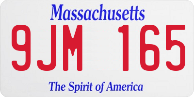 MA license plate 9JM165