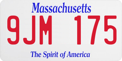 MA license plate 9JM175