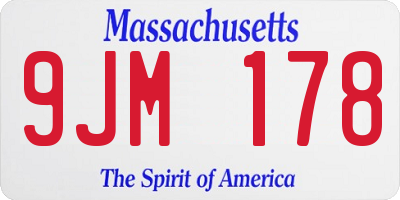 MA license plate 9JM178