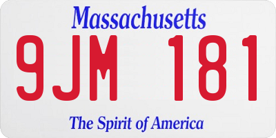 MA license plate 9JM181