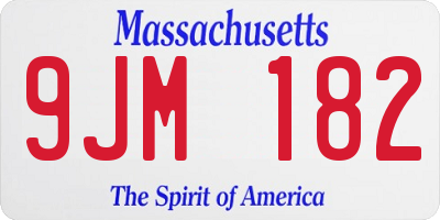 MA license plate 9JM182