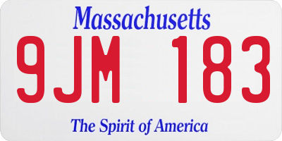 MA license plate 9JM183