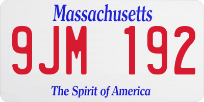 MA license plate 9JM192
