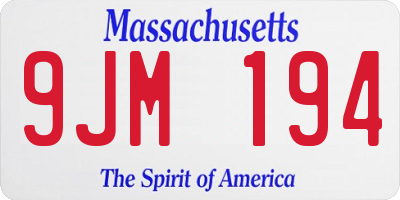 MA license plate 9JM194
