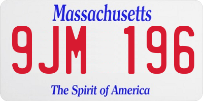 MA license plate 9JM196
