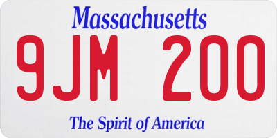 MA license plate 9JM200