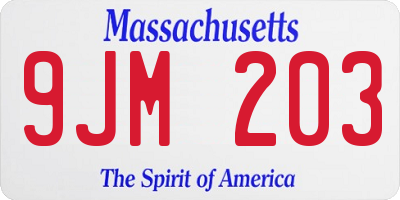 MA license plate 9JM203