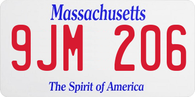 MA license plate 9JM206