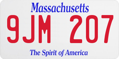MA license plate 9JM207