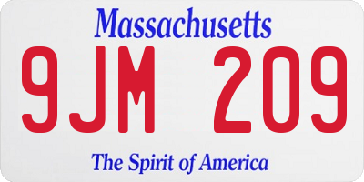 MA license plate 9JM209