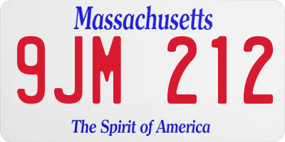 MA license plate 9JM212